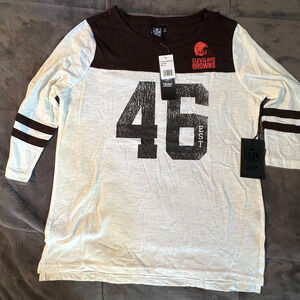 NFL Women's Vintage 3/4 Long Sleeve Tee Shirt - Cleveland Browns - Size XL NWT